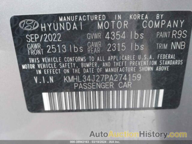 HYUNDAI SONATA LIMITED, KMHL34J27PA274159