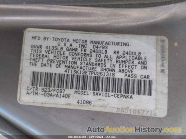 TOYOTA CAMRY LE, 4T1SK12E7PU261318