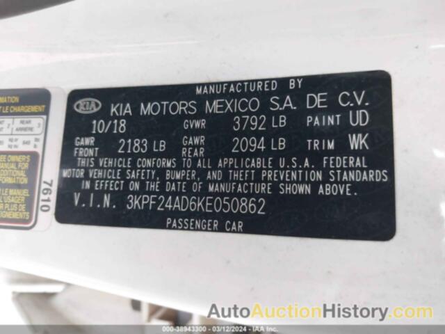 KIA FORTE LXS, 3KPF24AD6KE050862