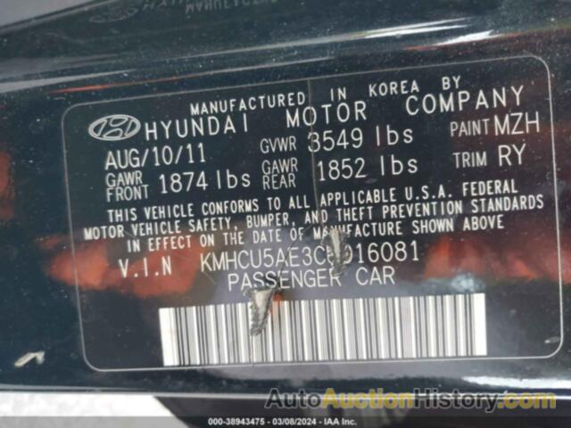 HYUNDAI ACCENT SE, KMHCU5AE3CU016081