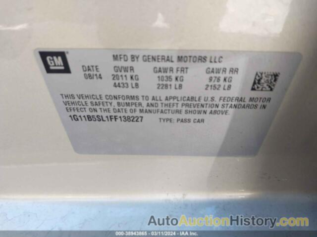 CHEVROLET MALIBU LS, 1G11B5SL1FF138227