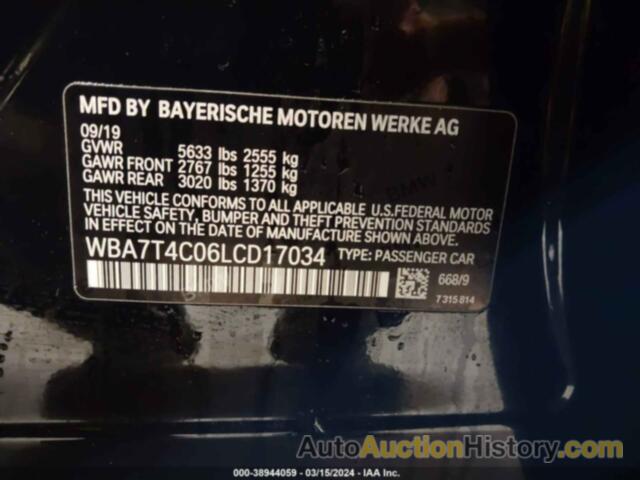 BMW 740I XDRIVE, WBA7T4C06LCD17034