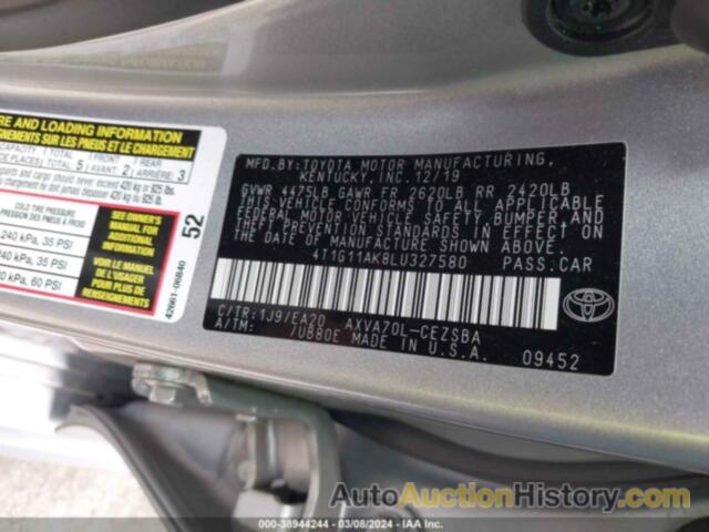 TOYOTA CAMRY SE, 4T1G11AK8LU327580