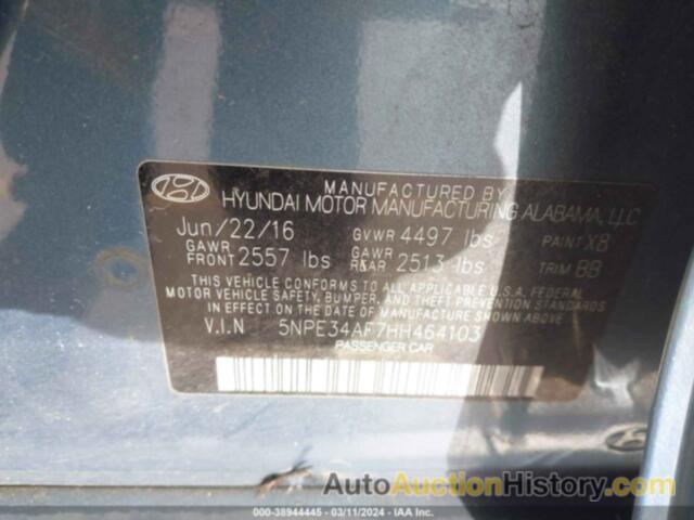 HYUNDAI SONATA LIMITED, 5NPE34AF7HH464103