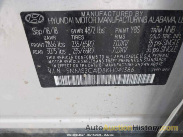 HYUNDAI SANTA FE SE, 5NMS2CAD8KH041386