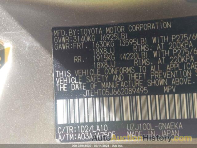 TOYOTA LAND CRUISER V8, JTEHT05J662089495