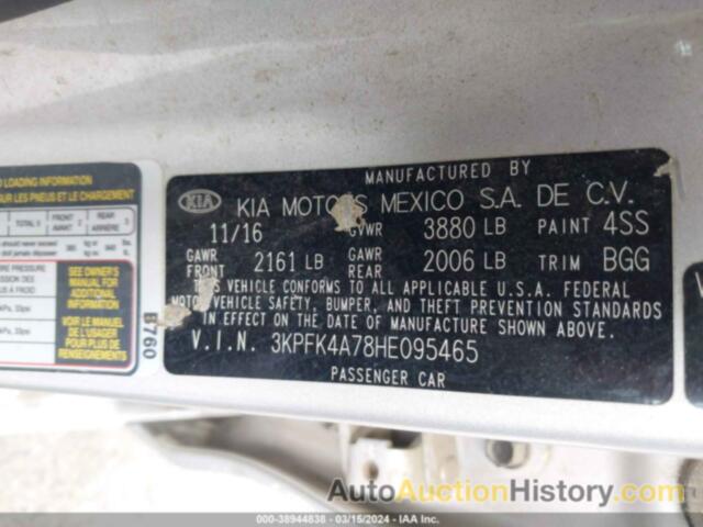 KIA FORTE LX, 3KPFK4A78HE095465