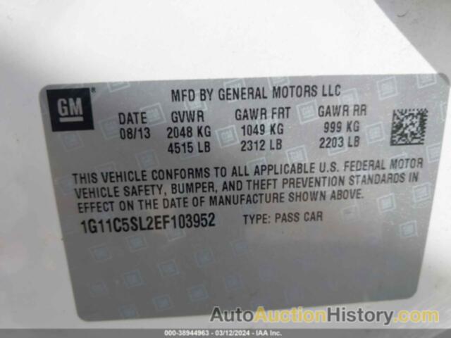 CHEVROLET MALIBU 1LT, 1G11C5SL2EF103952