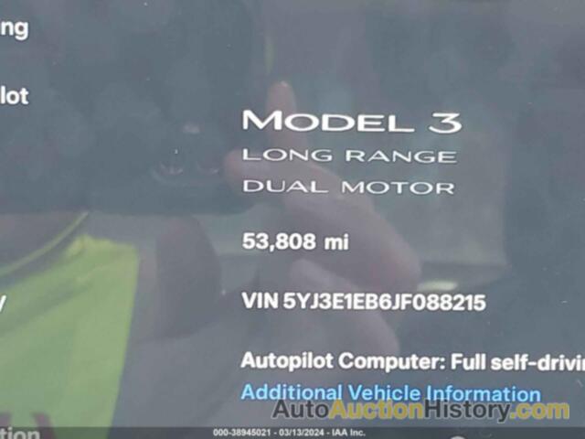 TESLA MODEL 3 LONG RANGE/PERFORMANCE, 5YJ3E1EB6JF088215