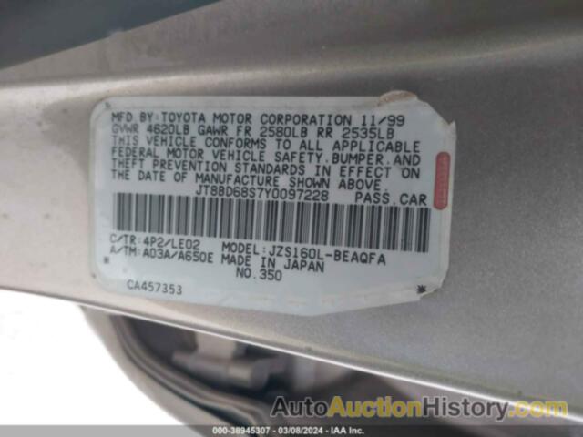 LEXUS GS 300, JT8BD68S7Y0097228