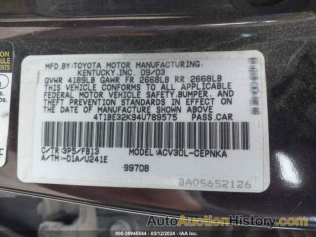 TOYOTA CAMRY LE, 4T1BE32K94U789575