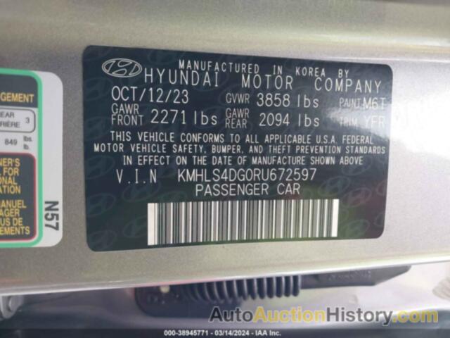 HYUNDAI ELANTRA SEL, KMHLS4DG0RU672597