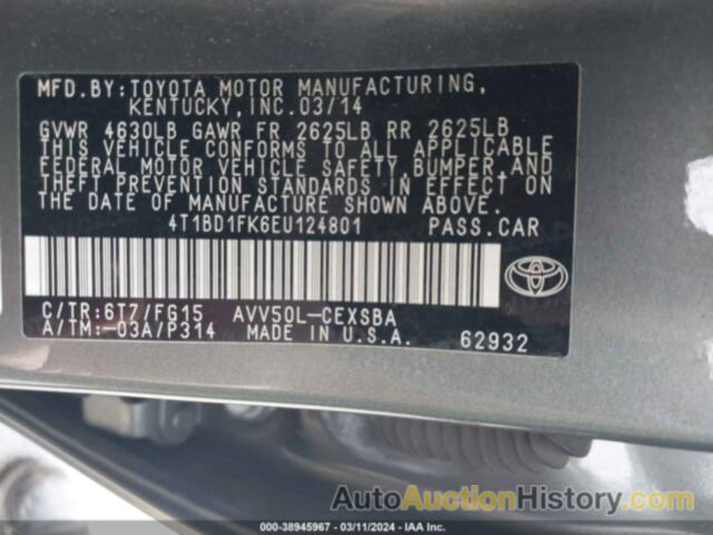 TOYOTA CAMRY HYBRID SE LIMITED EDITION, 4T1BD1FK6EU124801