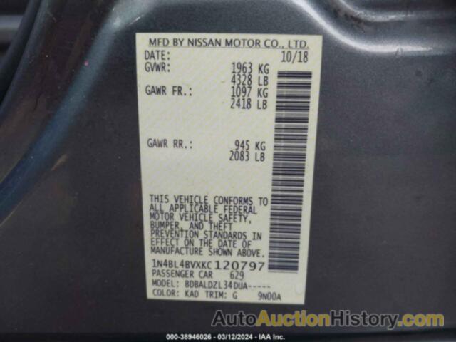 NISSAN ALTIMA 2.5 S, 1N4BL4BVXKC120797