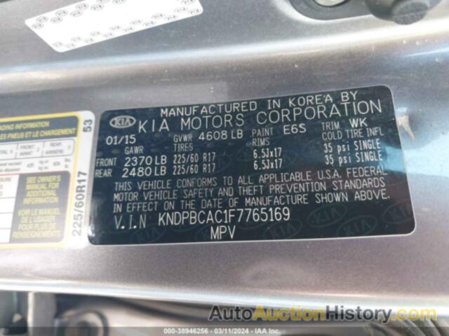 KIA SPORTAGE LX, KNDPBCAC1F7765169