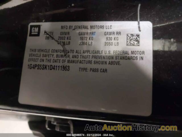 BUICK VERANO LEATHER GROUP, 1G4PS5SK1D4111963