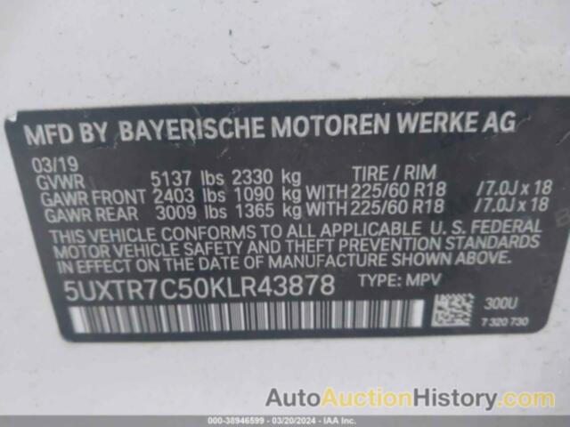 BMW X3 SDRIVE30I, 5UXTR7C50KLR43878
