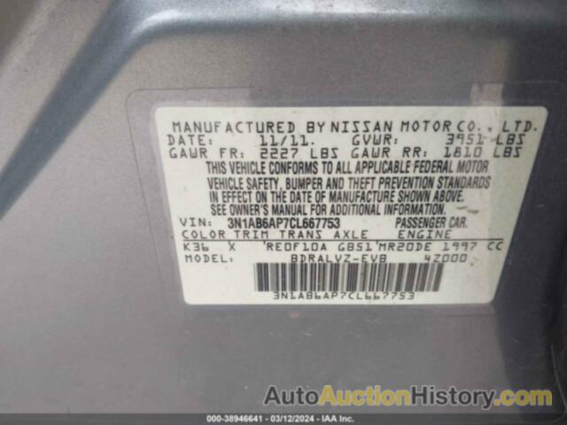 NISSAN SENTRA 2.0 SL, 3N1AB6AP7CL667753