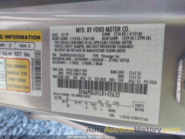 FORD FUSION HYBRID SE, 3FA6P0LU1LR142632