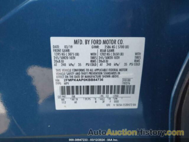 FORD EDGE ST, 2FMPK4AP0KBB84736