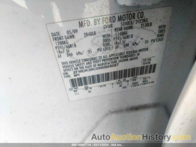 FORD EDGE LIMITED, 2FMDK39C09BB05087