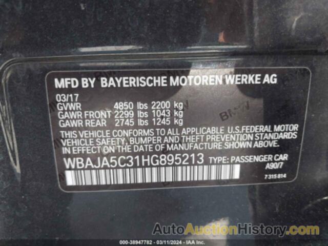 BMW 530I, WBAJA5C31HG895213