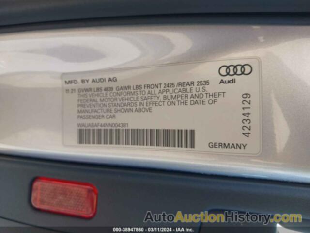 AUDI A4 PREMIUM 40 TFSI QUATTRO S TRONIC, WAUABAF44NN004381