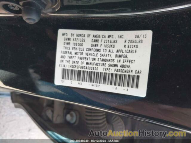 HONDA ACCORD EX-L, 1HGCR2F89GA000600