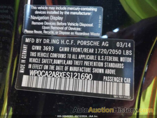 PORSCHE BOXSTER, WP0CA2A8XES121690