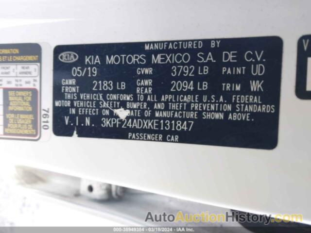 KIA FORTE LXS, 3KPF24ADXKE131847