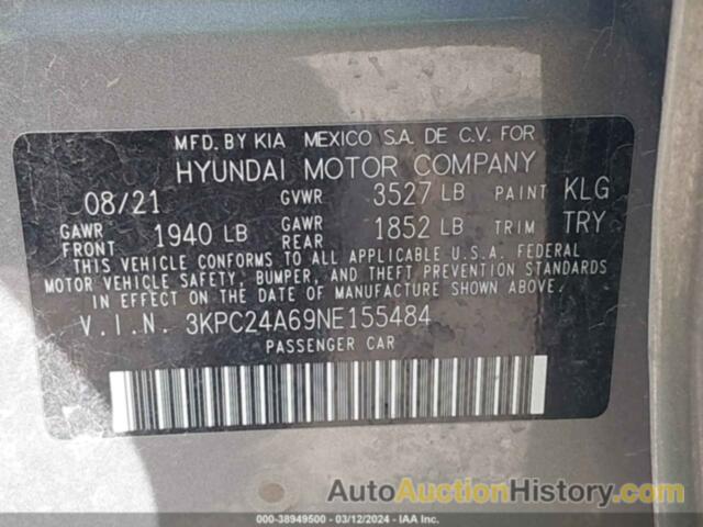 HYUNDAI ACCENT SE, 3KPC24A69NE155484