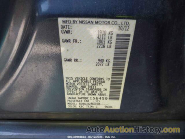 NISSAN ALTIMA 2.5 S, 1N4AL3AP0DC156459