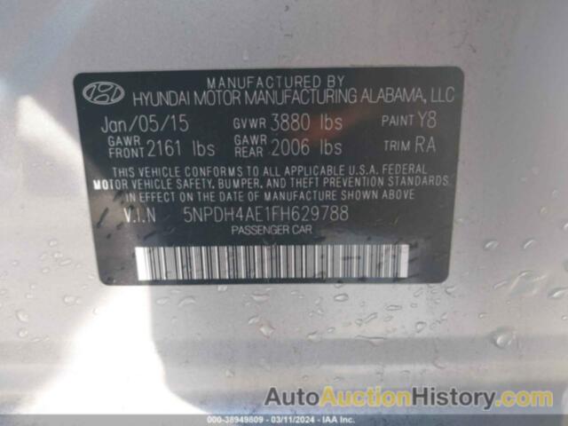 HYUNDAI ELANTRA SE/SPORT/LIMITED, 5NPDH4AE1FH629788