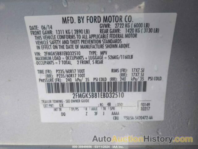 FORD FLEX SE, 2FMGK5B81EBD32510