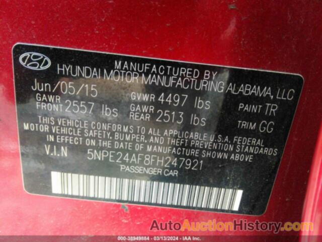 HYUNDAI SONATA SE, 5NPE24AF8FH247921