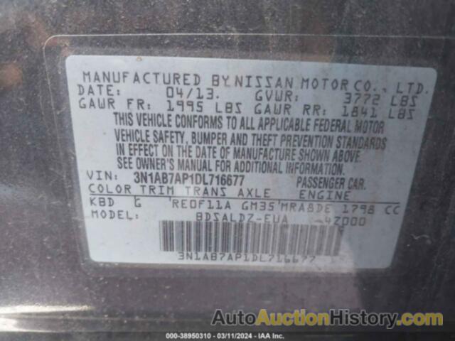 NISSAN SENTRA SV, 3N1AB7AP1DL716677