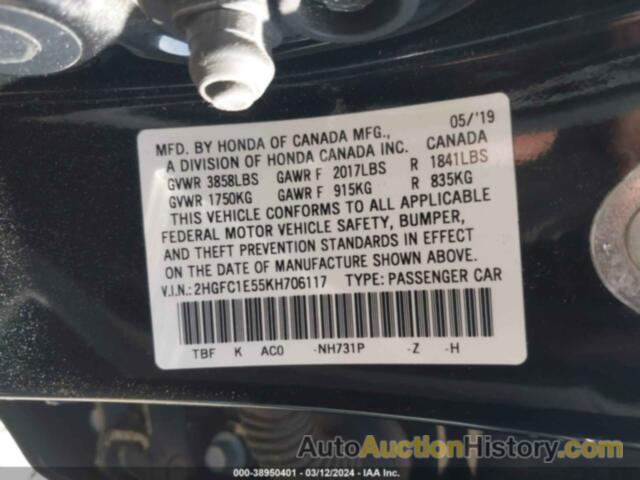 HONDA CIVIC SI, 2HGFC1E55KH706117