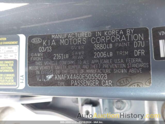 KIA FORTE LX, KNAFX4A60E5055023