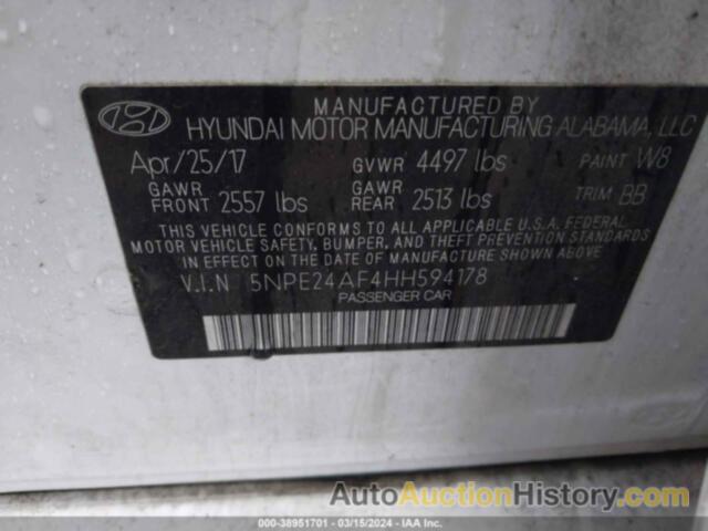 HYUNDAI SONATA SE, 5NPE24AF4HH594178