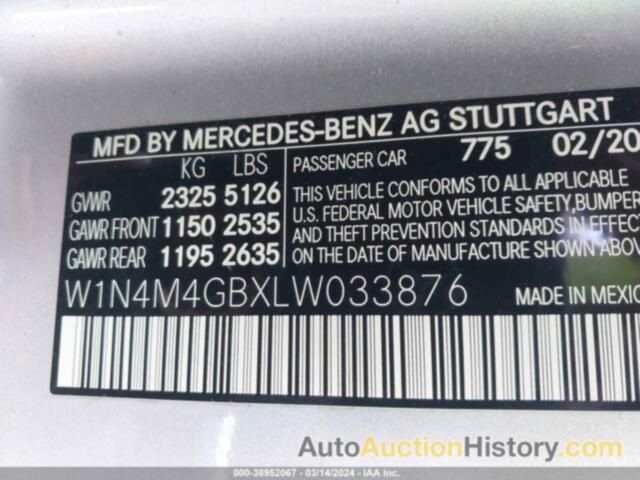 MERCEDES-BENZ GLB 250, W1N4M4GBXLW033876