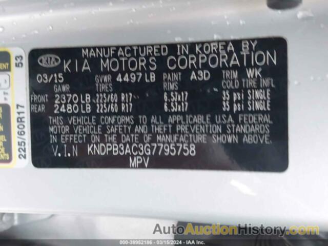 KIA SPORTAGE LX, KNDPB3AC3G7795758