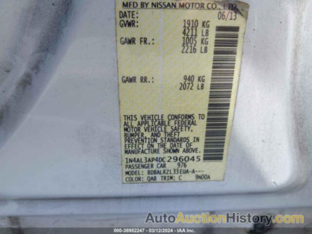 NISSAN ALTIMA 2.5 S, 1N4AL3AP4DC296045