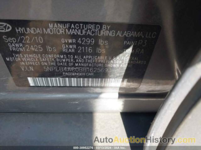 HYUNDAI SONATA GLS, 5NPEB4AC0BH162569