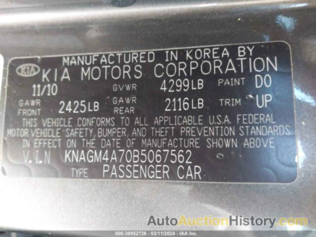 KIA OPTIMA LX, KNAGM4A70B5067562