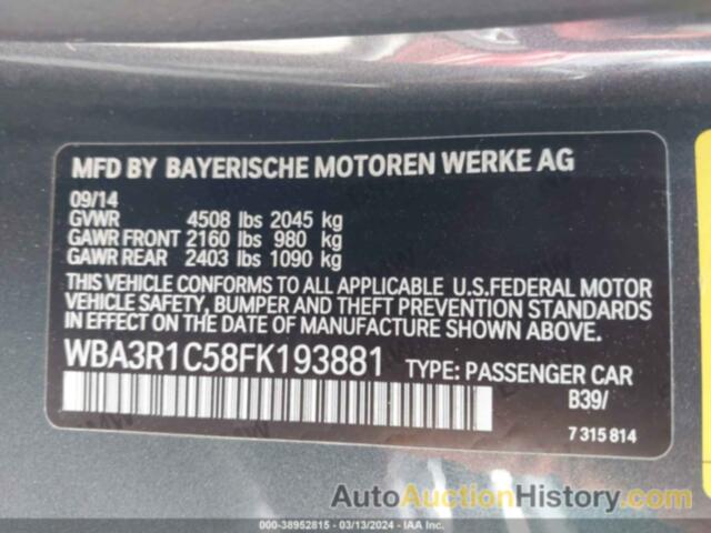 BMW 435 I, WBA3R1C58FK193881