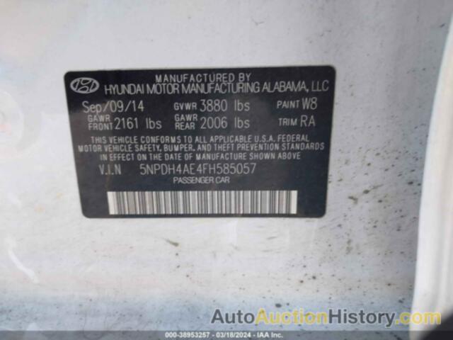 HYUNDAI ELANTRA SE, 5NPDH4AE4FH585057