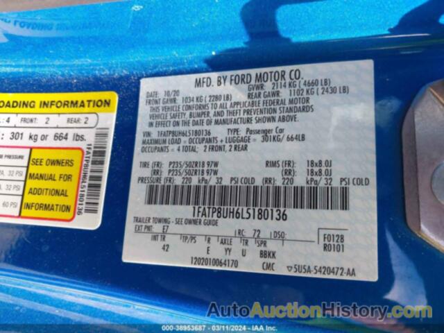 FORD MUSTANG ECOBOOST PREMIUM, 1FATP8UH6L5180136