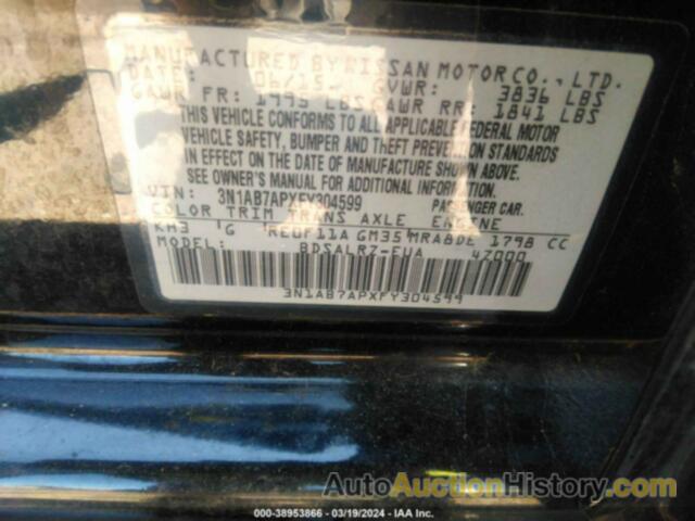 NISSAN SENTRA S/SV/SR/SL, 3N1AB7APXFY304599