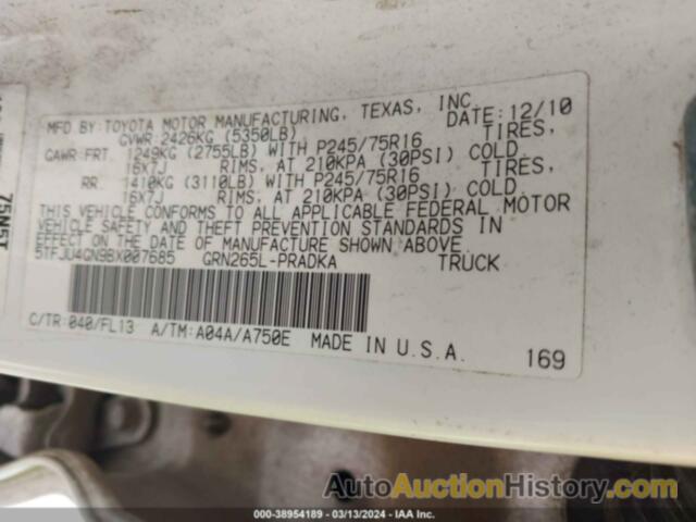 TOYOTA TACOMA PRERUNNER V6, 5TFJU4GN9BX007685