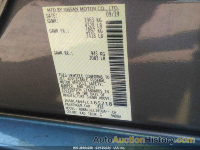 NISSAN ALTIMA S FWD, 1N4BL4BV4LC165218